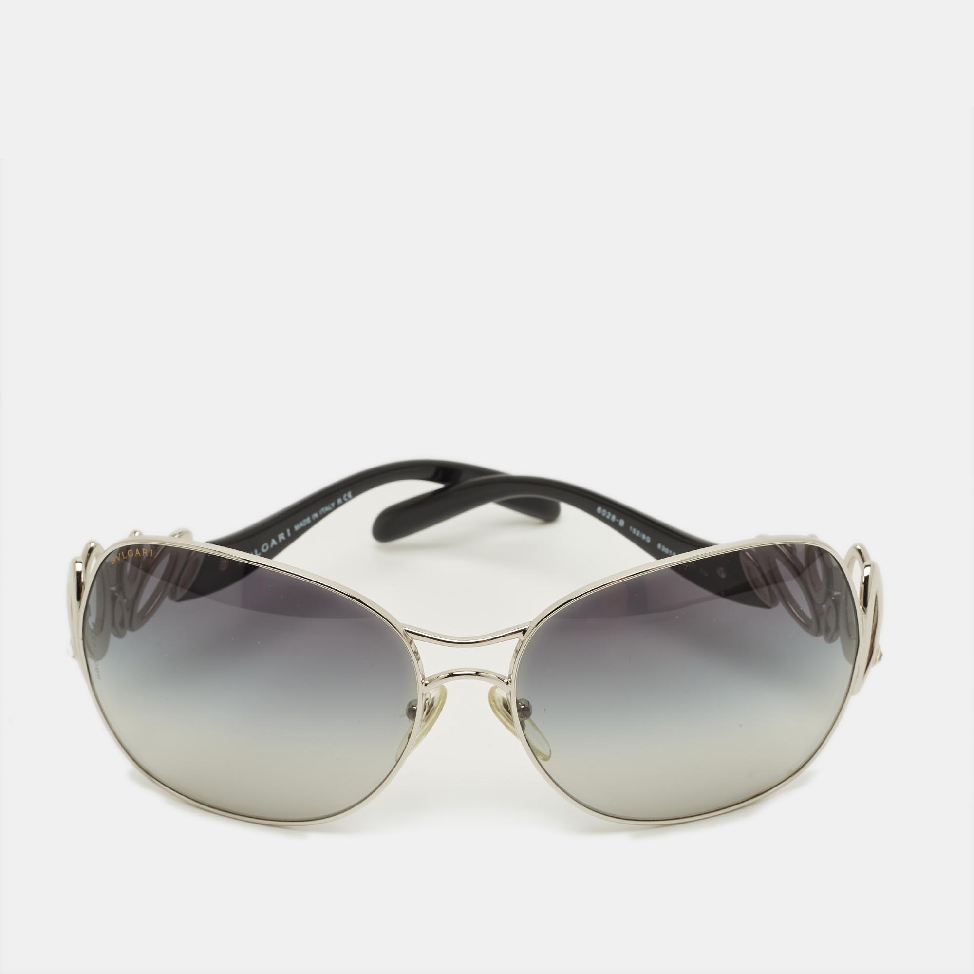 

Bvlgari Black/Silver Tone Gradient 6028 B Oversized Sunglasses