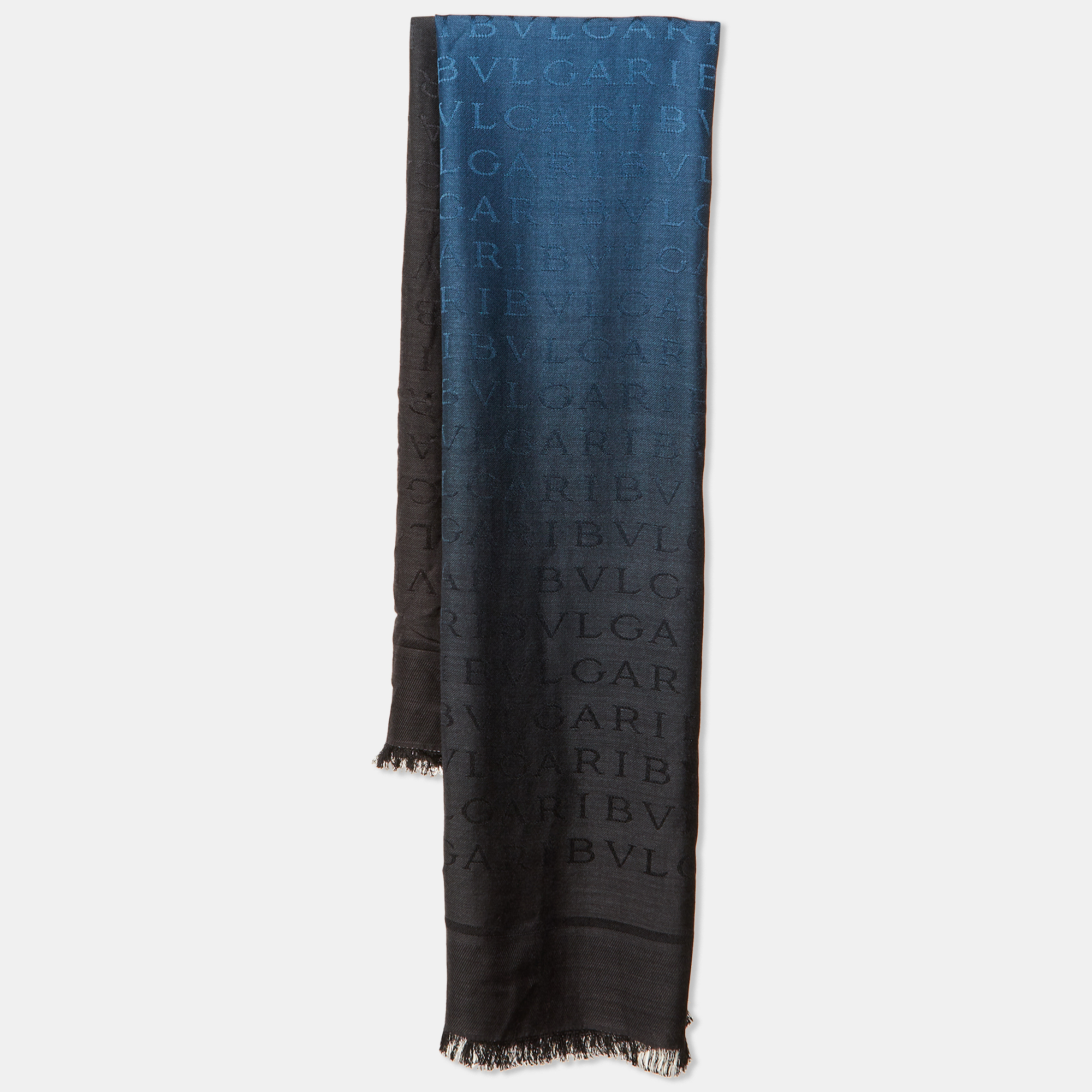 

Bvlgari Ombre Navy Blue Logomania Wool & Silk Scarf
