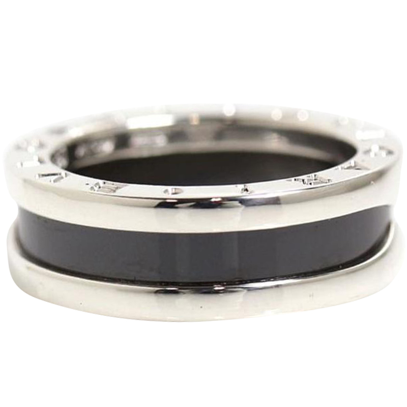 

Bvlgari Save The Children 1-Band Black Ceramic and Sterling Silver Ring Size