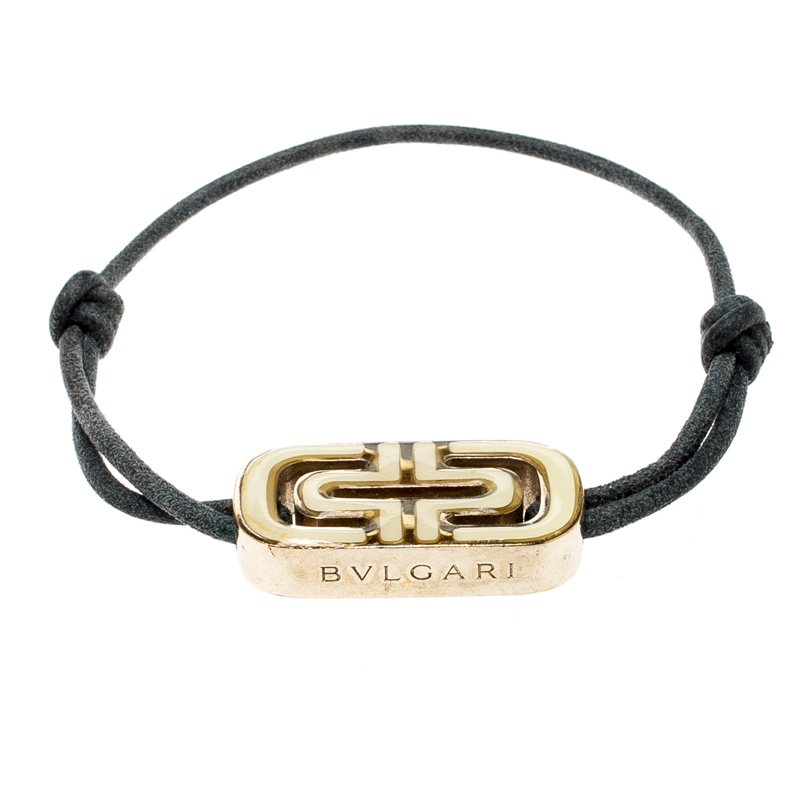 

Bvlgari Parentesi Bi-color Enamel Gold Tone Black Cord Adjustable Bracelet