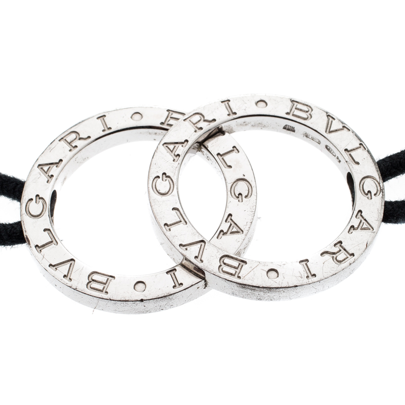 

Bvlgari Fortuna Interlocking Circles Silver Black Cord Bracelet