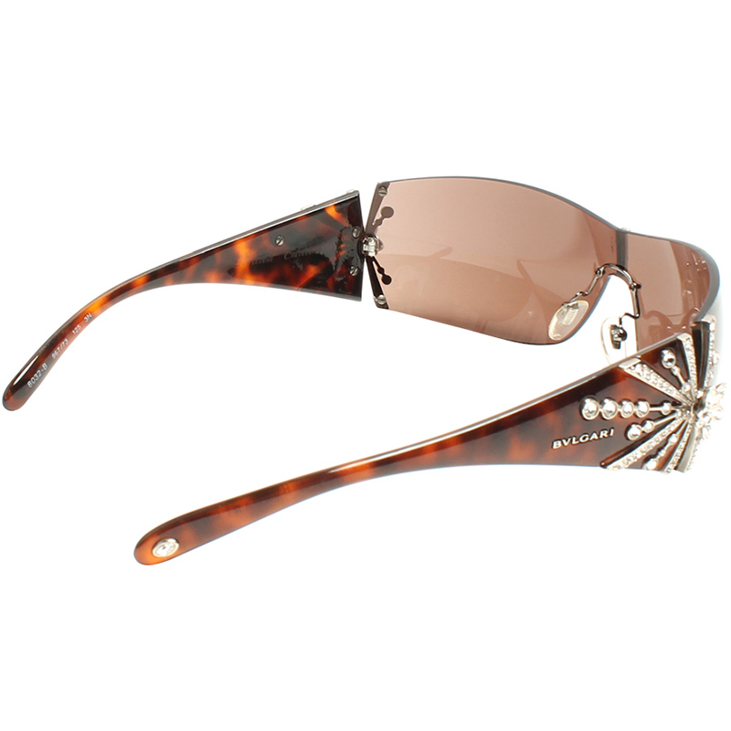 

Bvlgari Brown Limited Edition 8032-B Crystal Embellished Shield Sunglasses