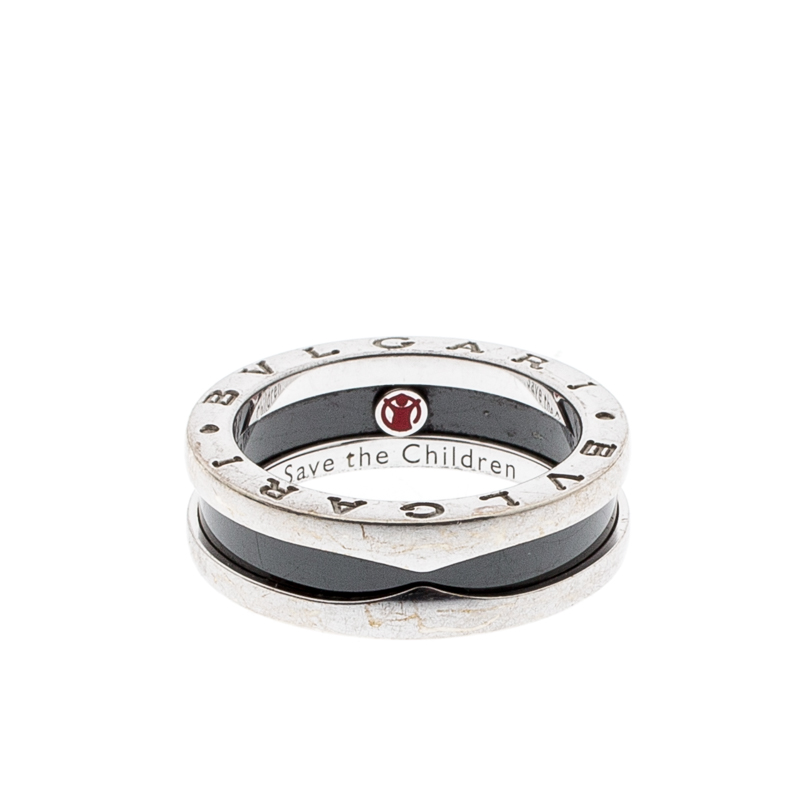

Bvlgari Save the Children 1-Band Black Ceramic Silver Ring Size