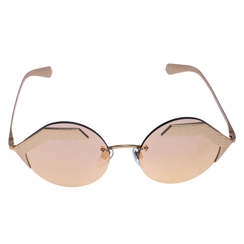 

Bvlgari Matte Rose Gold/Grey Mirrored 6089 Serpenti Sunglasses