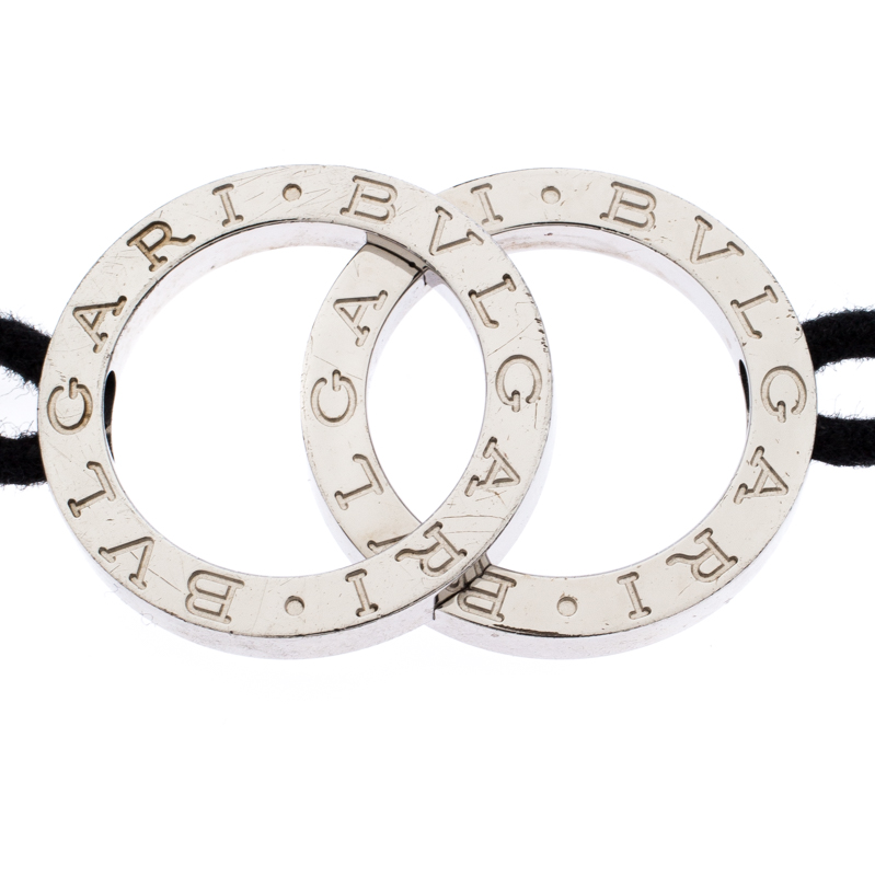 

Bvlgari Fortuna Interlocking Circles Silver Black Cord Bracelet