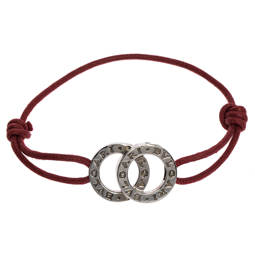 

Bvlgari Fortuna Interlocking Circles Silver Red Cord Adjustable Bracelet