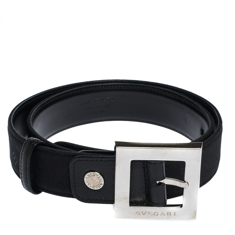

Bvlgari Black Mania Fabric Square Buckle Belt