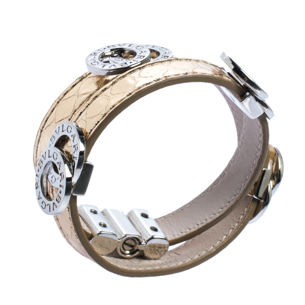 

Bvlgari Metallic Gold Leather Double Coiled Bracelet