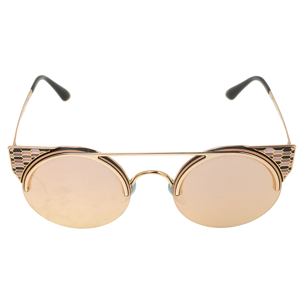 

Bvlgari Gold Tone/ Rose Gold Mirrored 6088 Serpenti Sunglasses