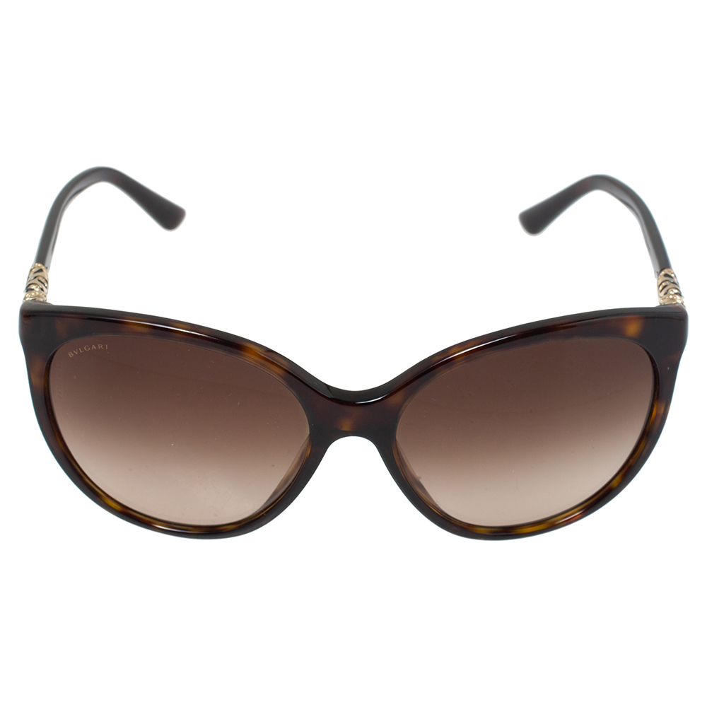 

Bvlgari Havana & Crystal/ Brown Gradient 8147-B Intarsio Sunglasses