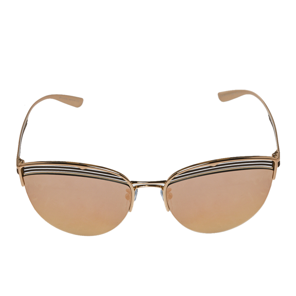 

Bvlgari Rose Gold/ Grey Mirrored BV6118 B.Zero1 PureVibes Cat-Eye Sunglasses