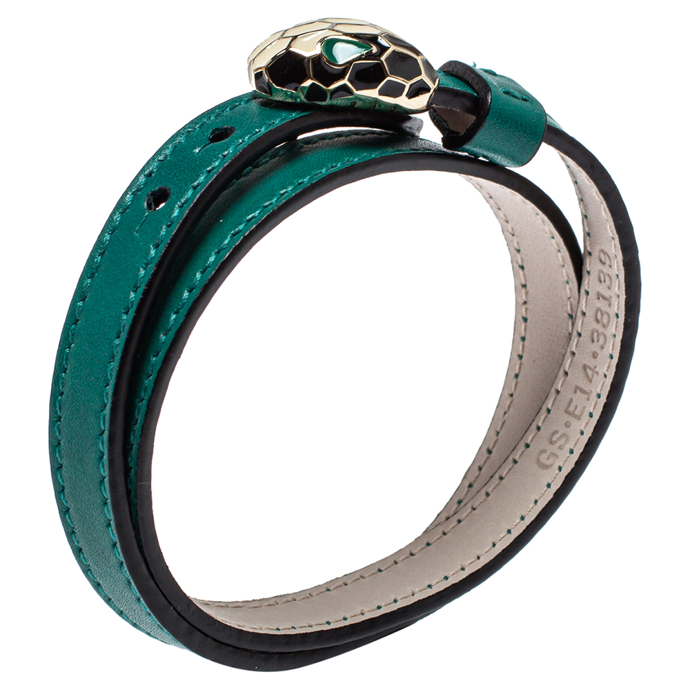 

Bvlgari Serpenti Forever Green Leather Double Wrap Bracelet