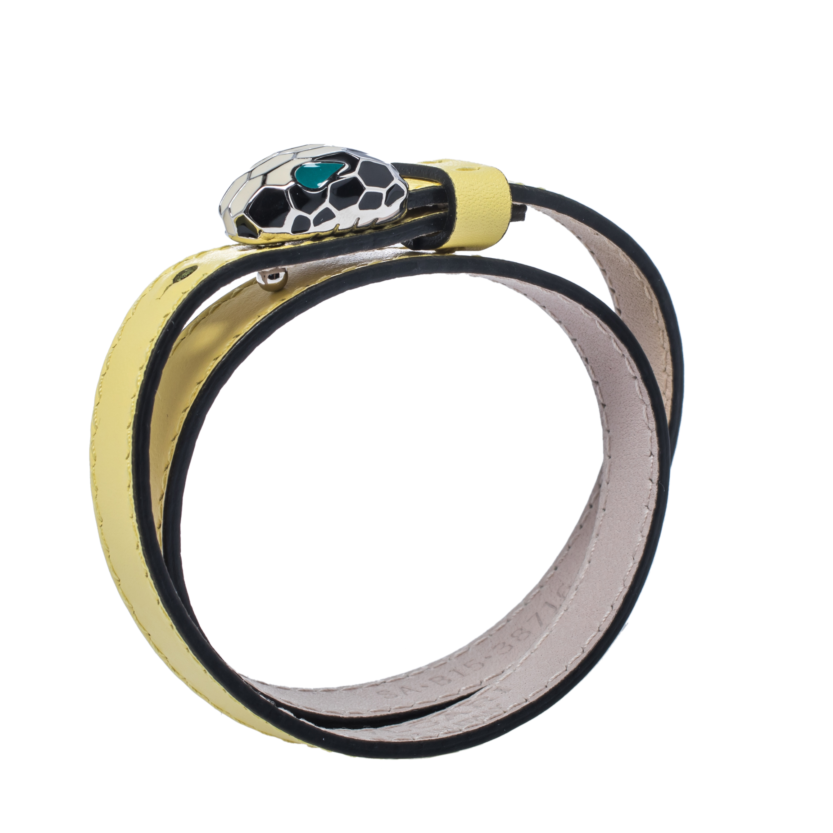 

Bvlgari Matte Yellow Leather Serpenti Forever Double Coil Bracelet