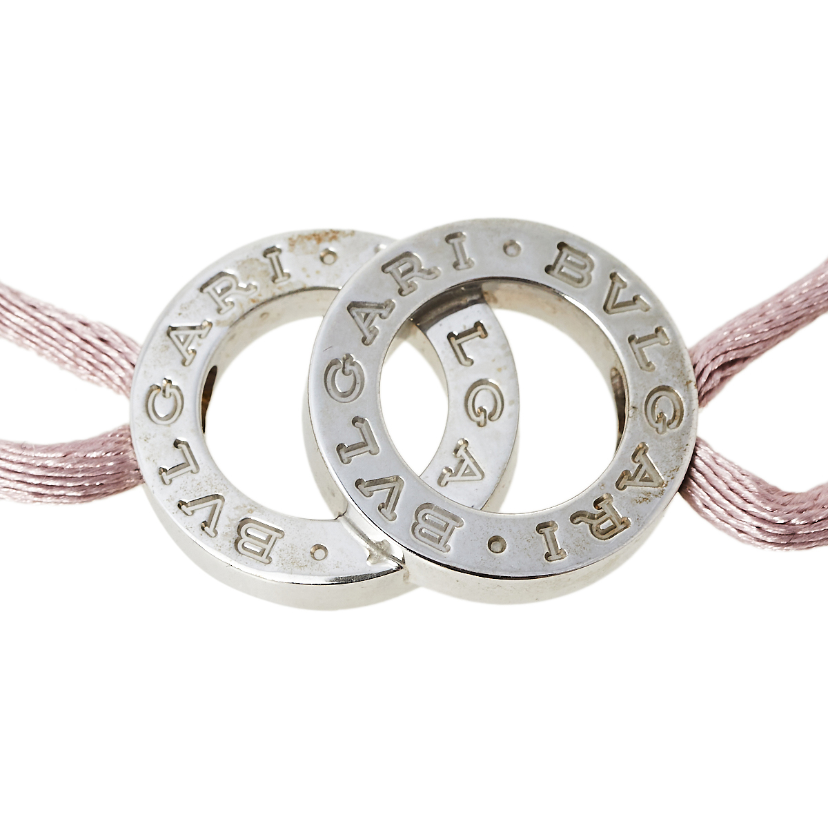 

Bvlgari Bvlgari Double Logo Silver Adjustable Rose Cord Bracelet, Pink