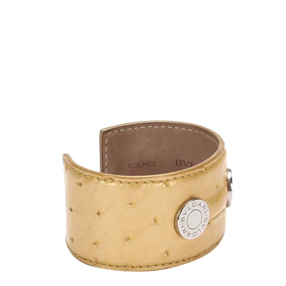 

Bvlgari Brown/Beige Ostrich Leather Cuff Bracelet