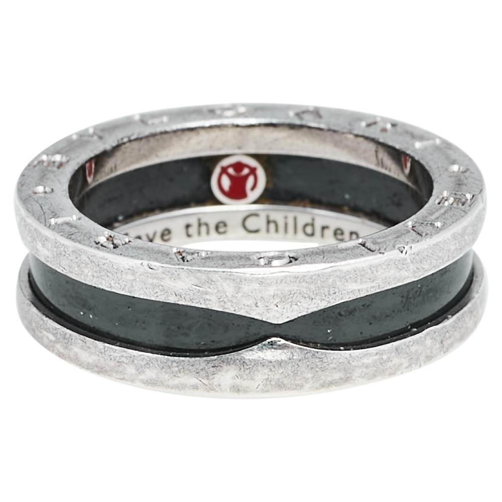 

Bvlgari Save the Children 1-Band Black Ceramic Silver Ring Size