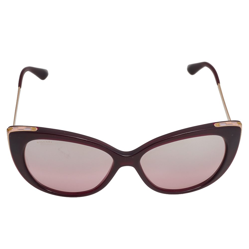 

Bvlgari Burgundy/ Rose Gradient Mirror Serpenti Cat Eye Sunglasses