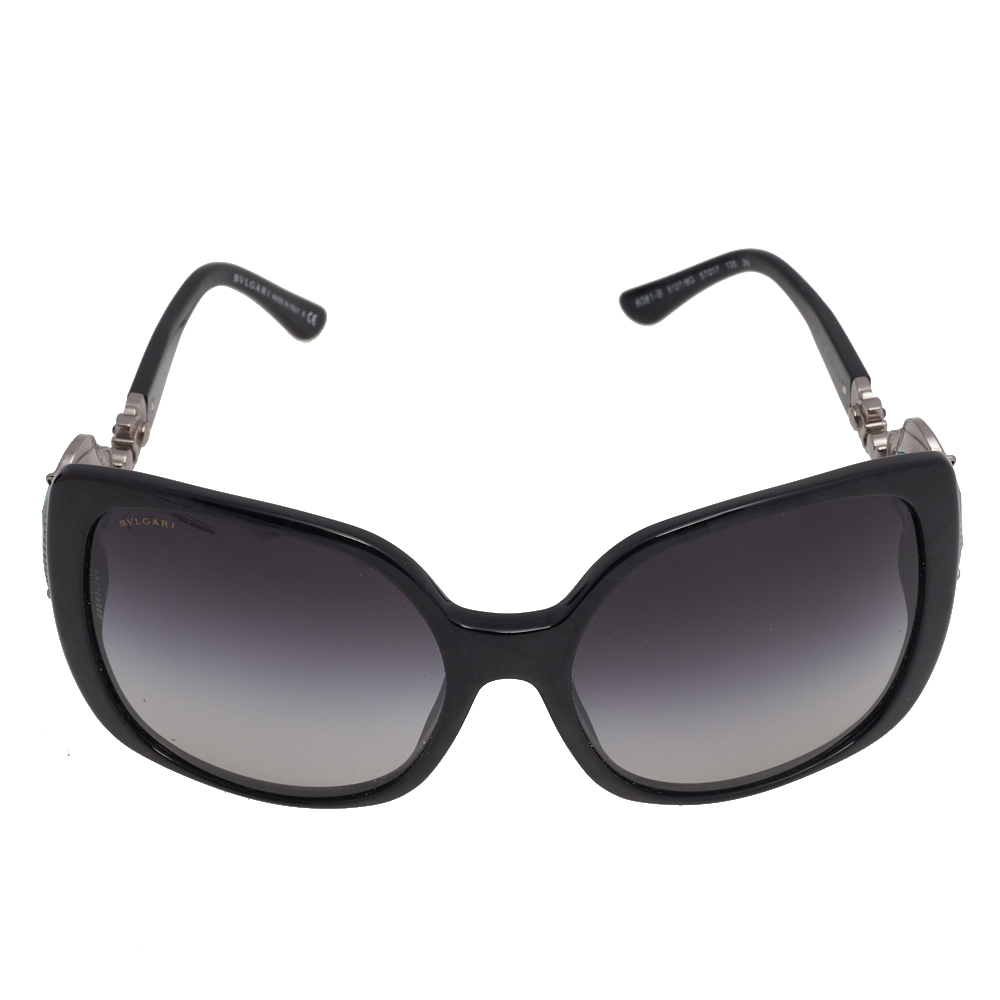 

Bvlgari Black/ Grey Gradient 8081-B Crystal Oversized Square Sunglasses