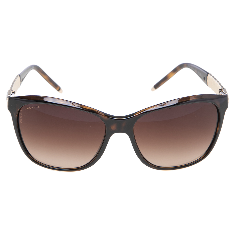 

Bvlgari Dark Brown Tortoise 8104 Ruffle Wayfarer Sunglasses