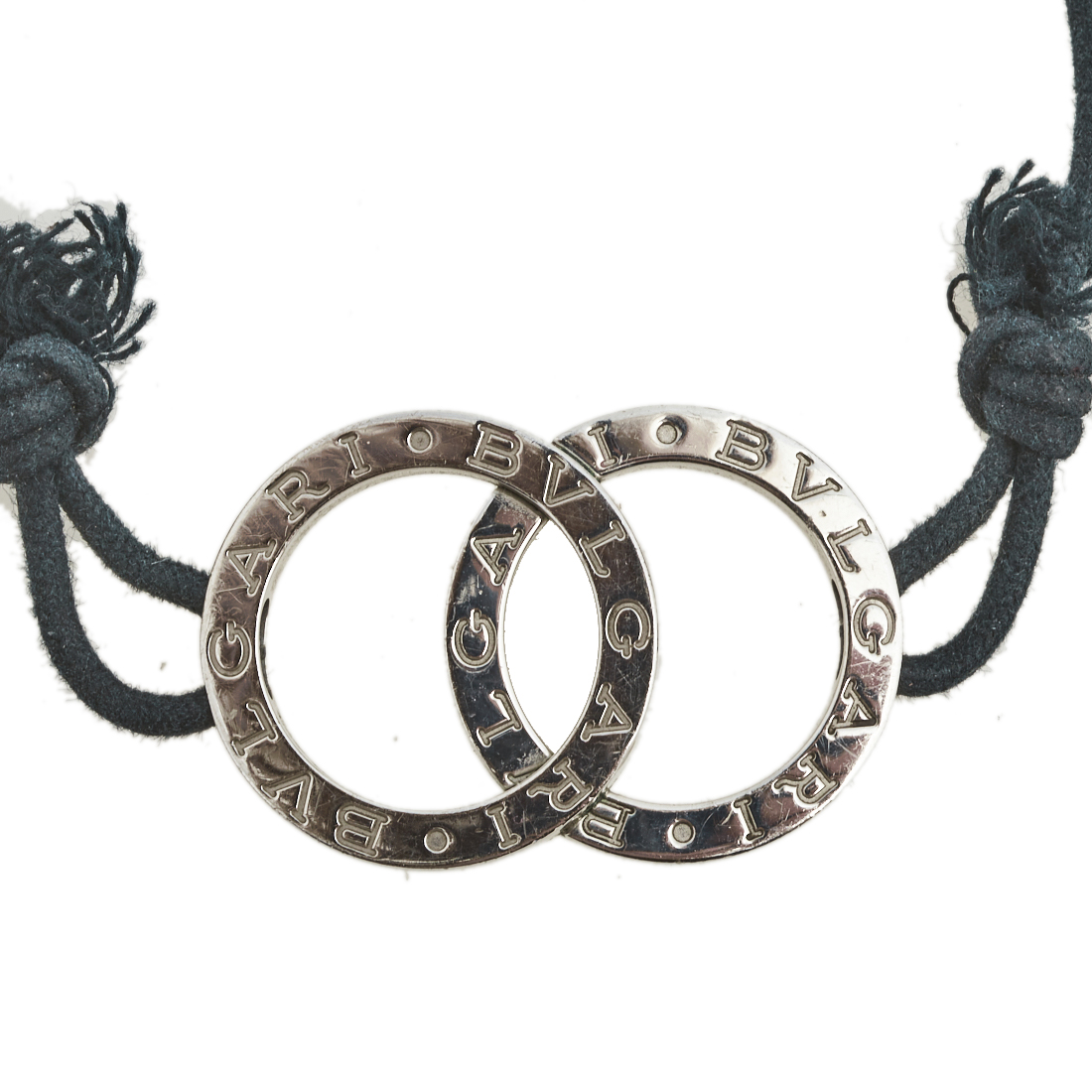 

Bvlgari Fortuna Interlocking Circles Silver Black Cord Bracelet