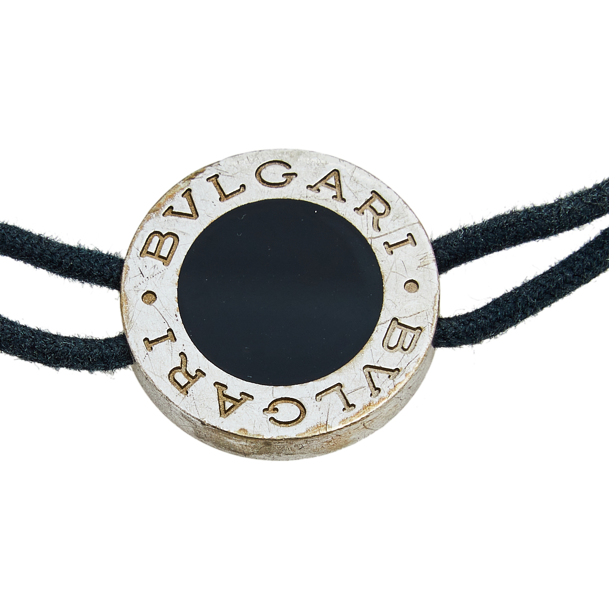 

Bvlgari Sterling Silver Black Signature Disc Adjustable Cord Bracelet