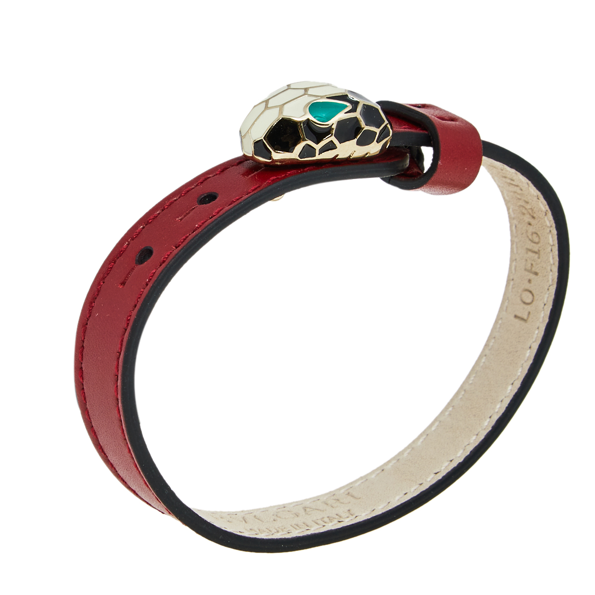 

Bvlgari Serpenti Red Leather Enamel Gold Tone Metal Bracelet