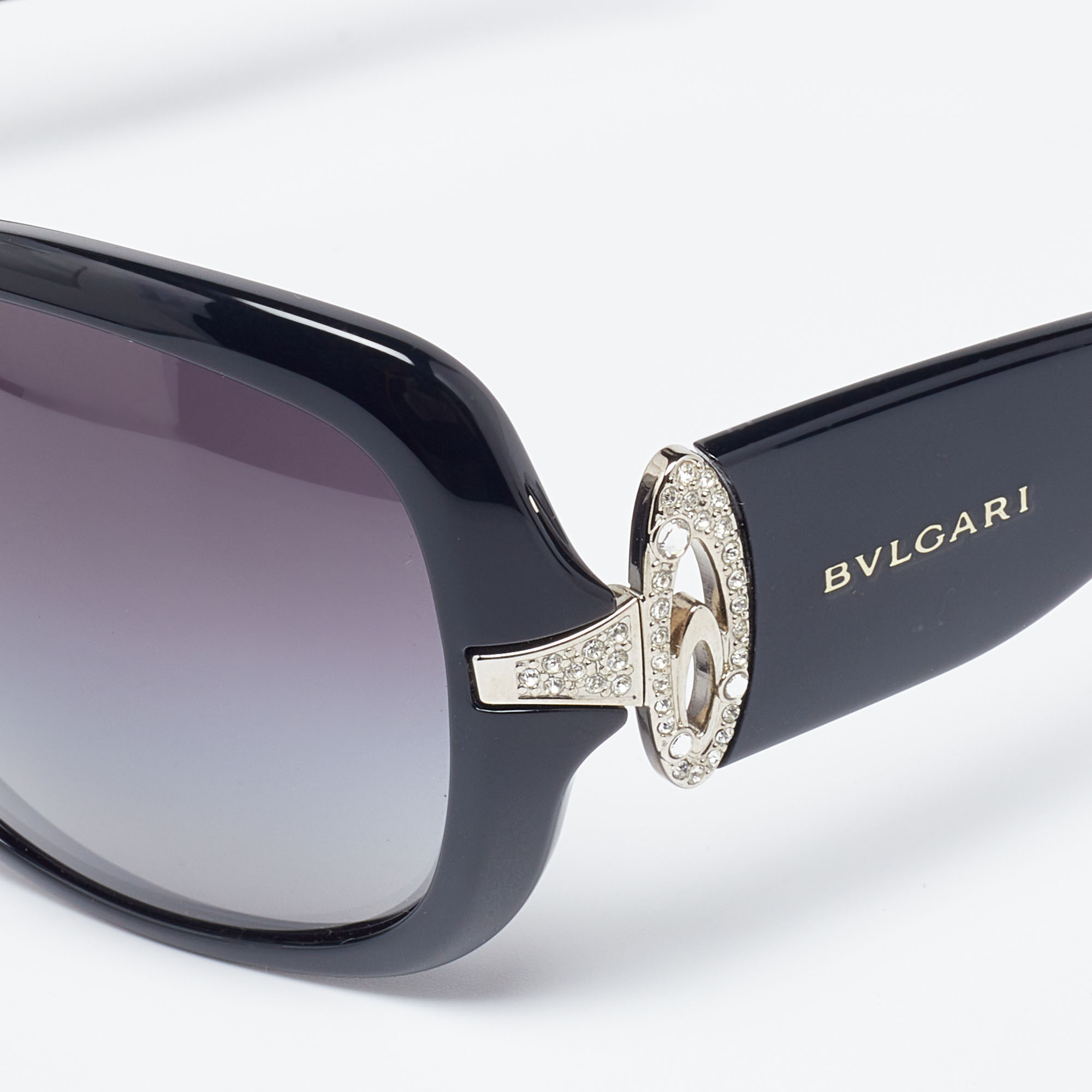 

Bvlgari Black & Crystal Embellished/Grey Gradient 8044-B Oversized Sunglasses
