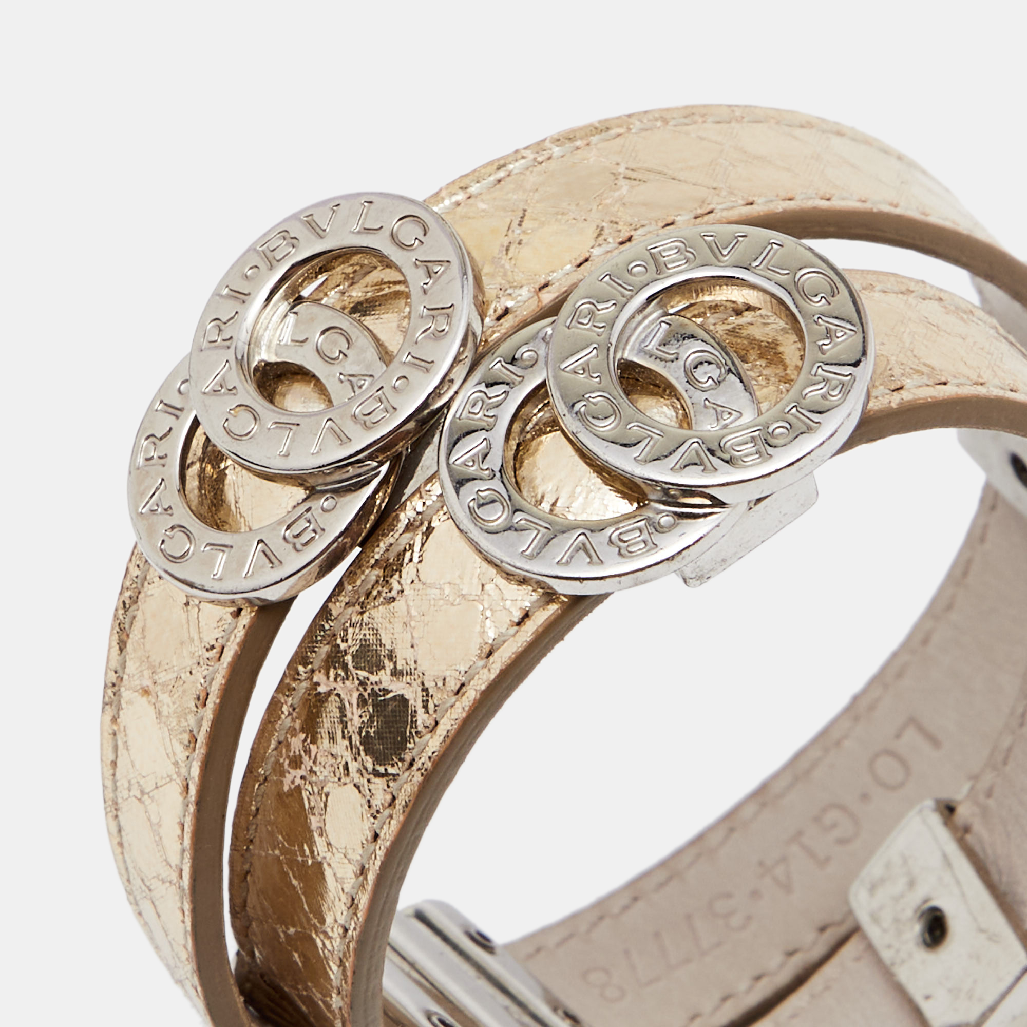 

Bvlgari Metallic Karung Leather Double Coiled Bracelet, Beige