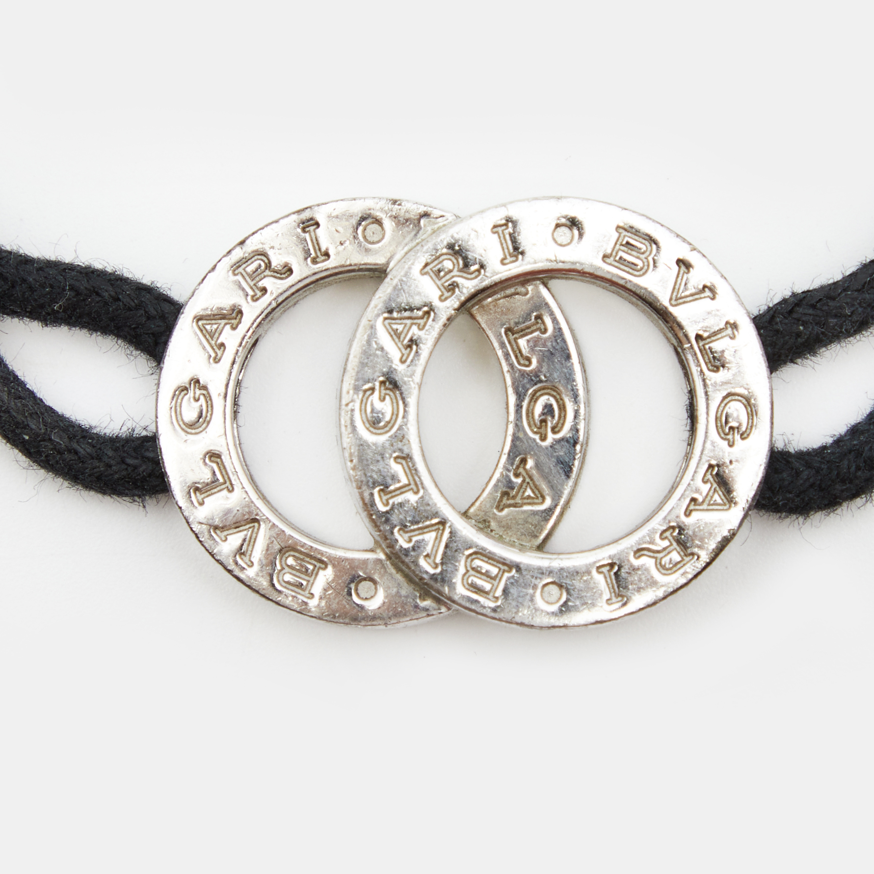 

Bvlgari Bvlgari Interlocking Circles Sterling Silver Adjustable Cord Bracelet