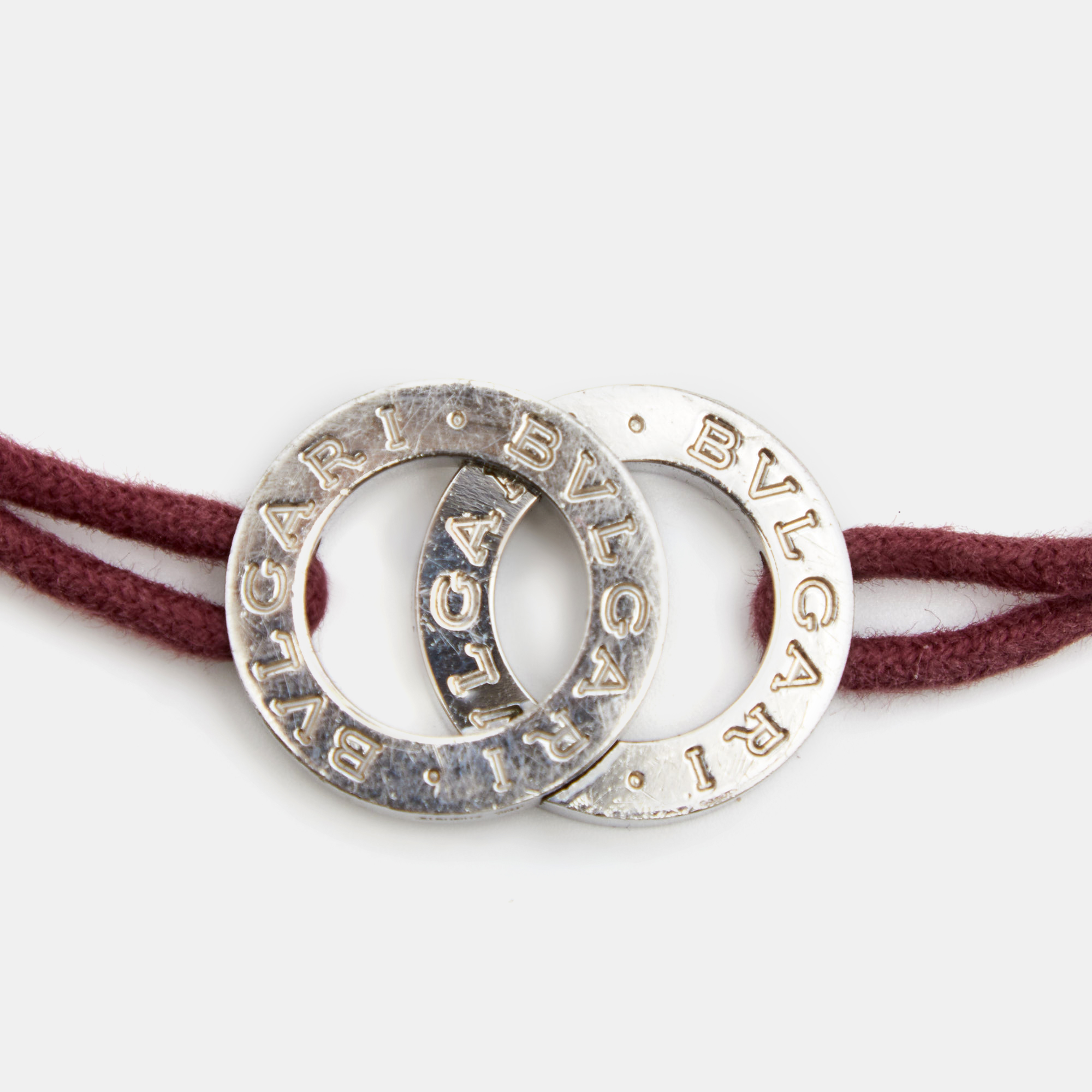 

Bvlgari Bvlgari Interlocking Circles Sterling Silver Adjustable Cord Bracelet