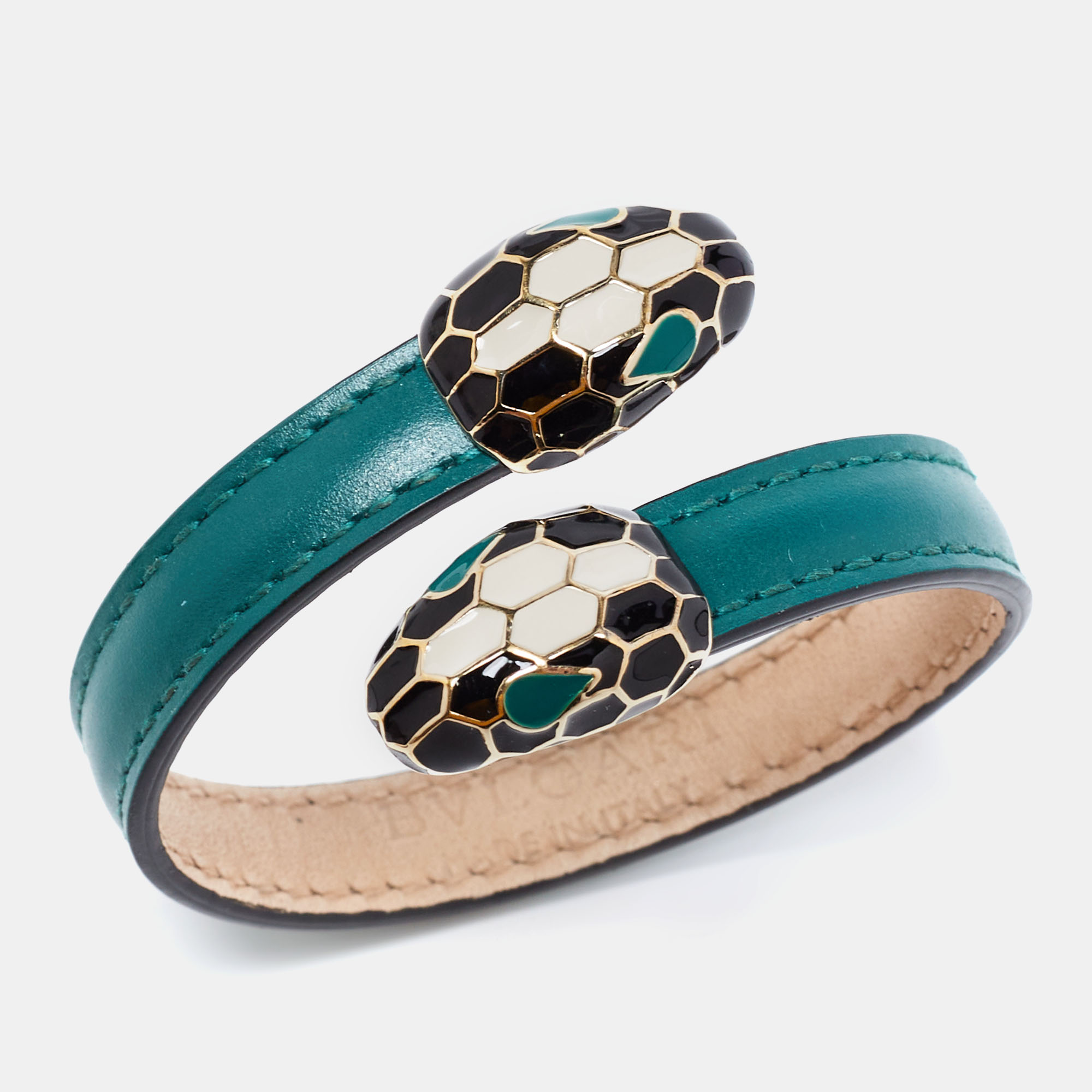 

Bvlgari Serpenti Forever Enamel Green Leather Cuff Bracelet