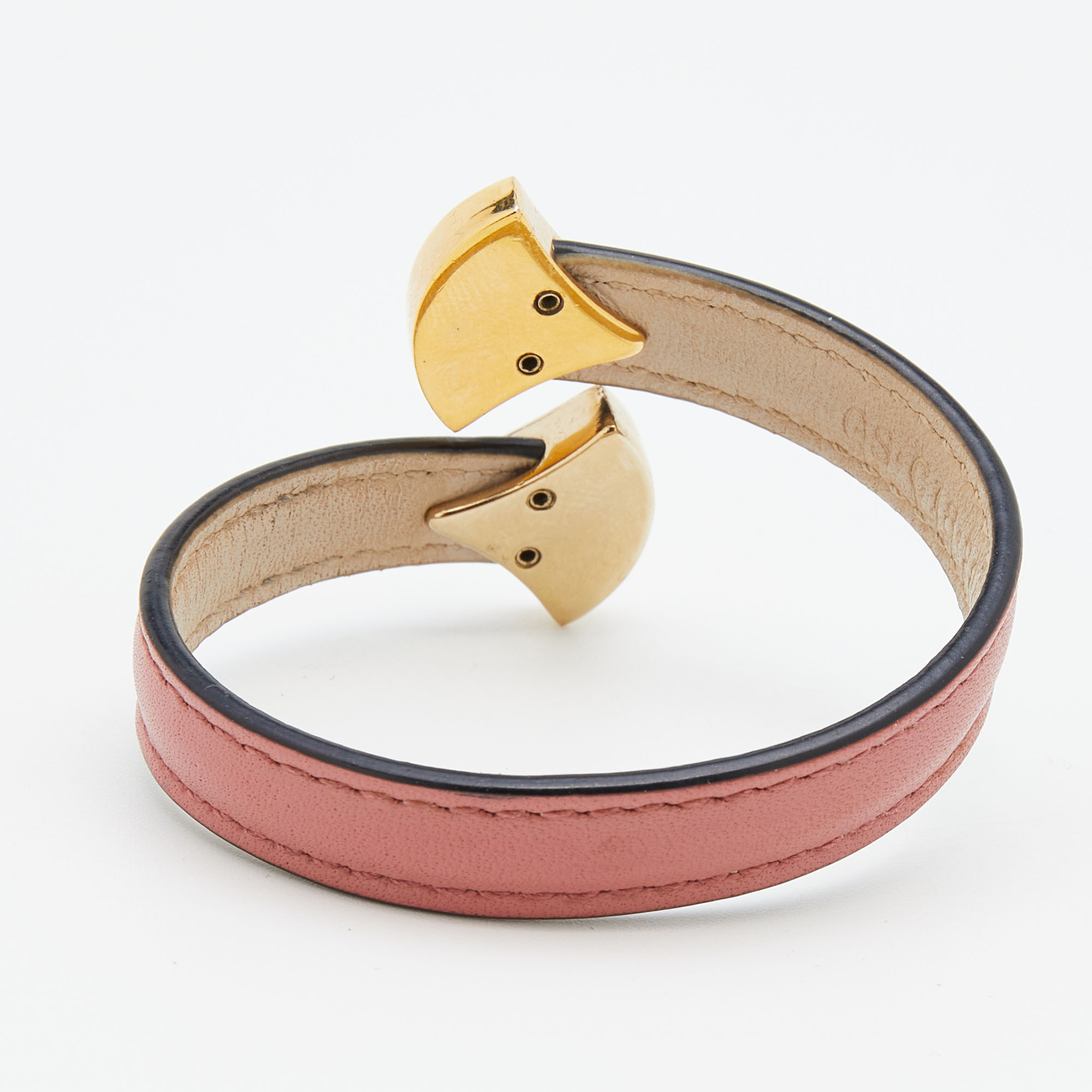 

Bvlgari Divas' Dream Enamel Pink Leather Open Cuff Bracelet