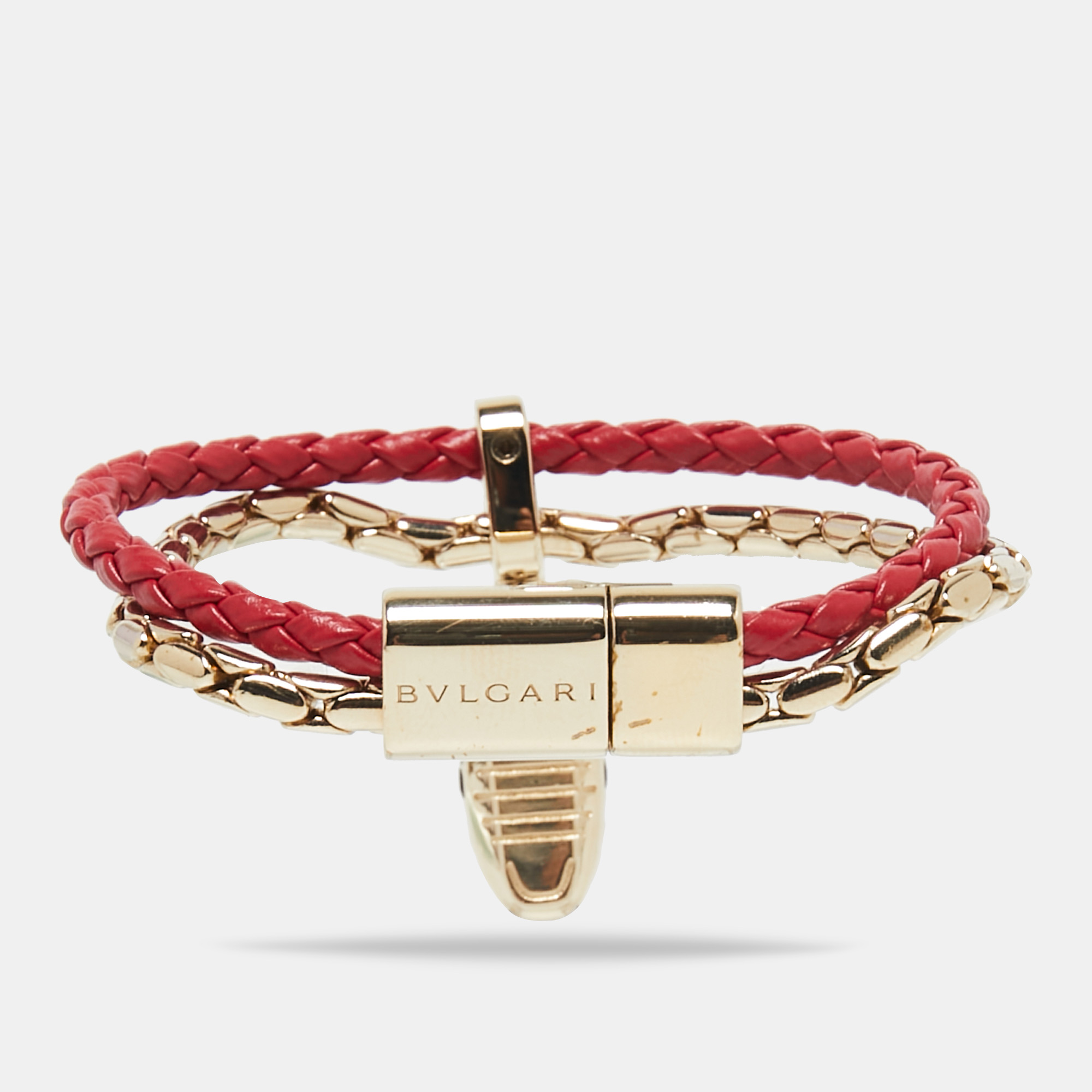 

Bvlgari Serpenti Forever Amaranth Garnet Red Leather Bracelet