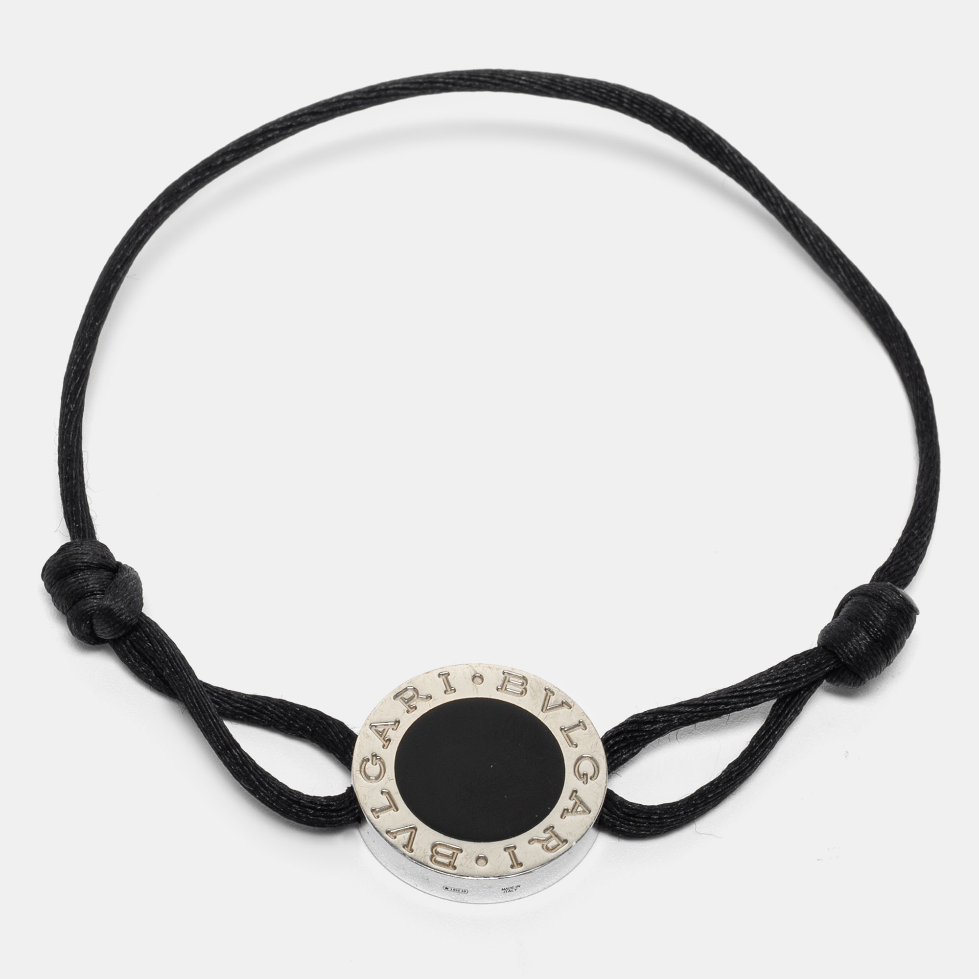 Bvlgari Bvlgari Bvlgari Enamel Sterling Silver Adjustable Cord Bracelet