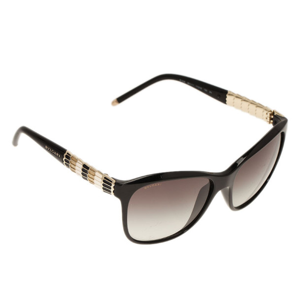 Pre Owned Bvlgari Black Ruffle Cat Eye Sunglasses