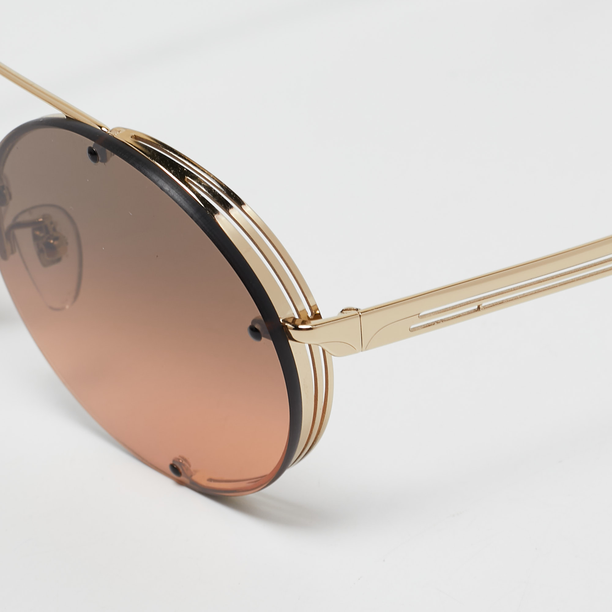 

Bvlgari Brown 6127 Gradient Round Sunglasses, Gold