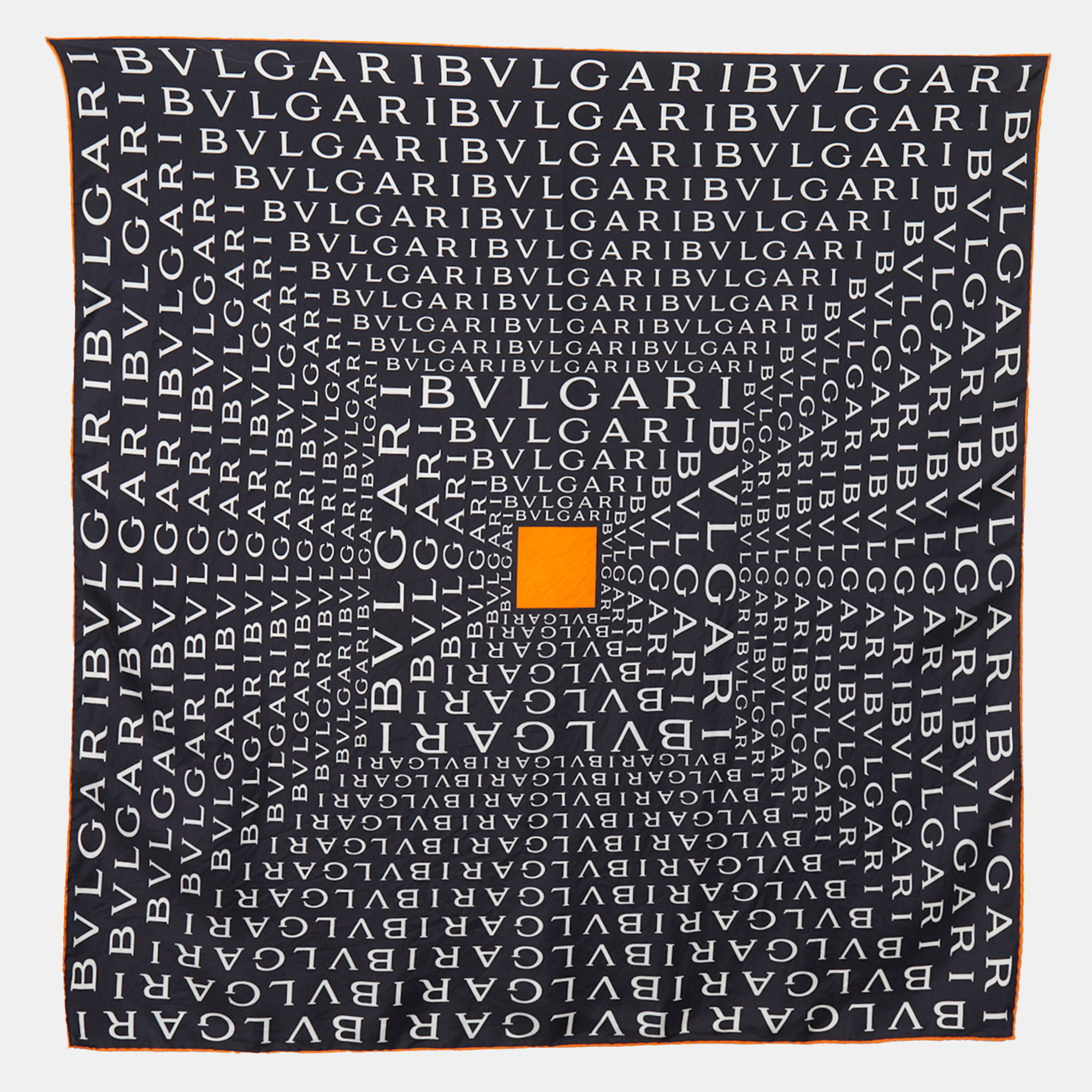 Bvlgari Black Letter Logo Printed Silk Square Scarf
