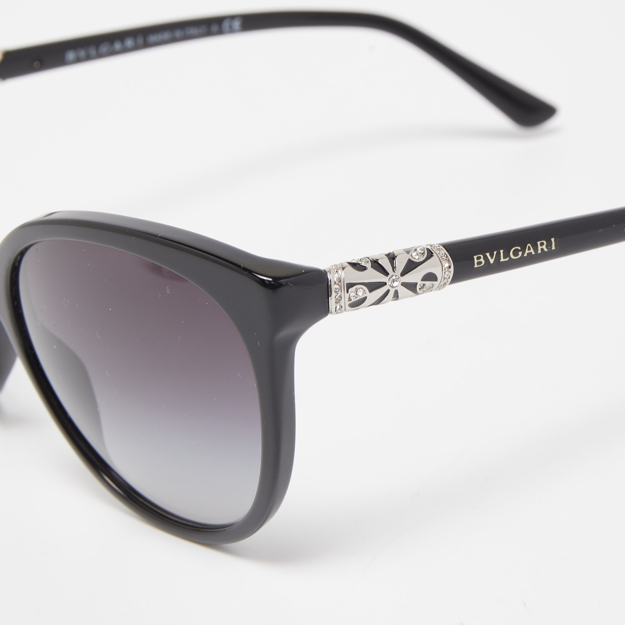 

Bvlgari Black Crystals Embellished Cat Eye Sunglasses