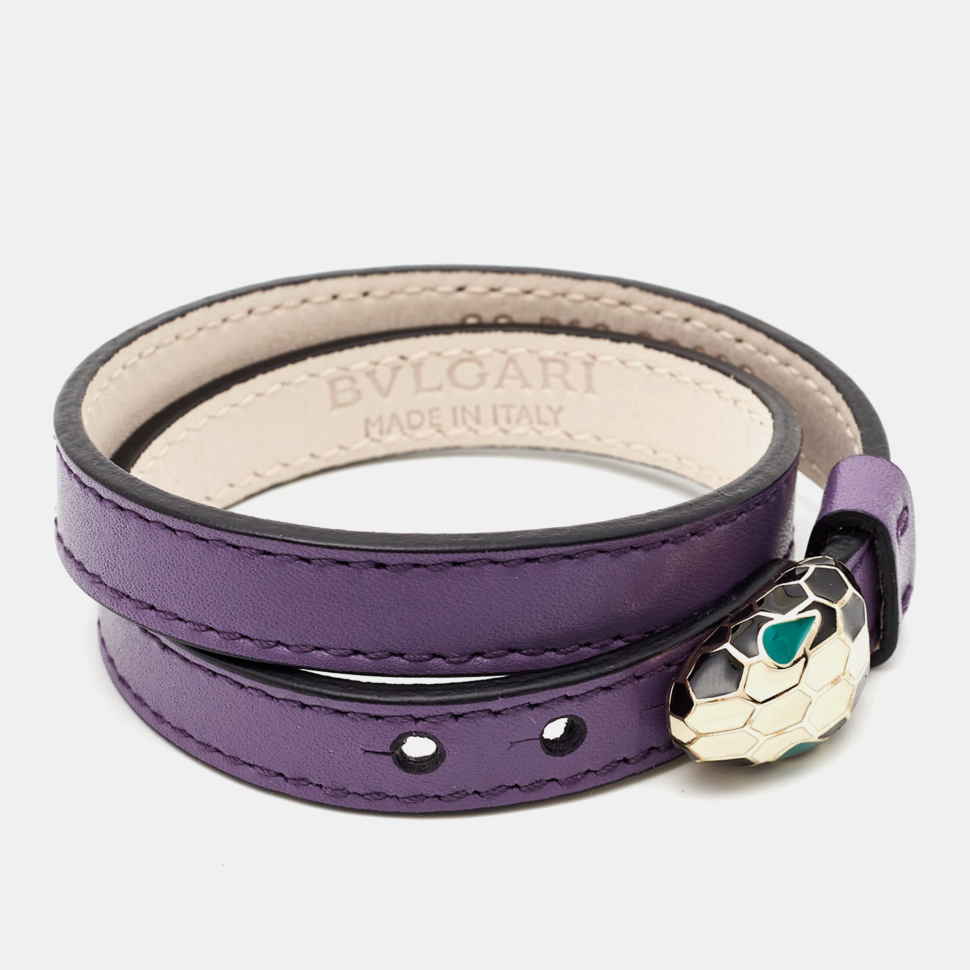 

Bvlgari Serpenti Forever Purple Leather Enamel Gold Tone Bracelet