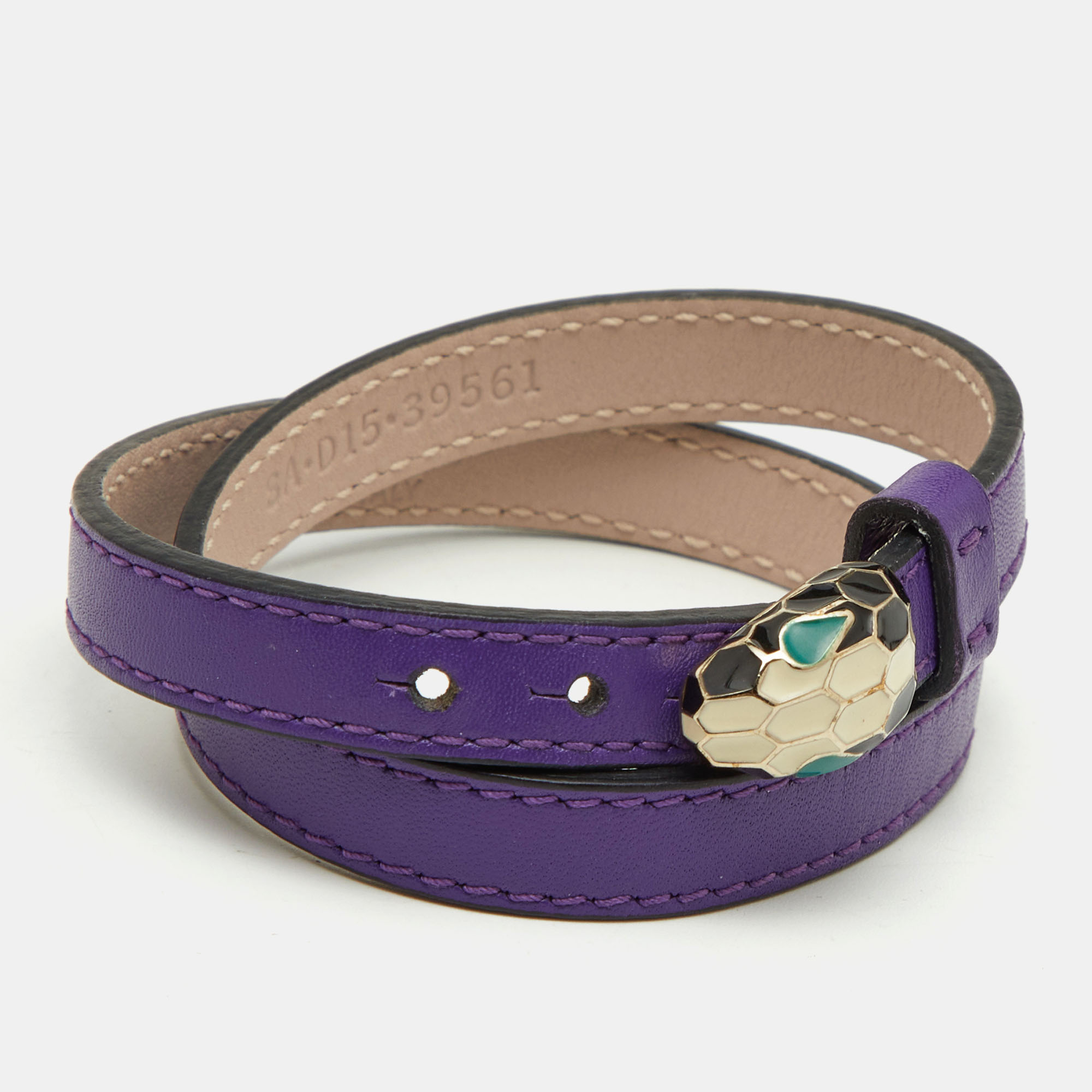 

Bvlgari Purple Leather Serpenti Forever Wrap Bracelet