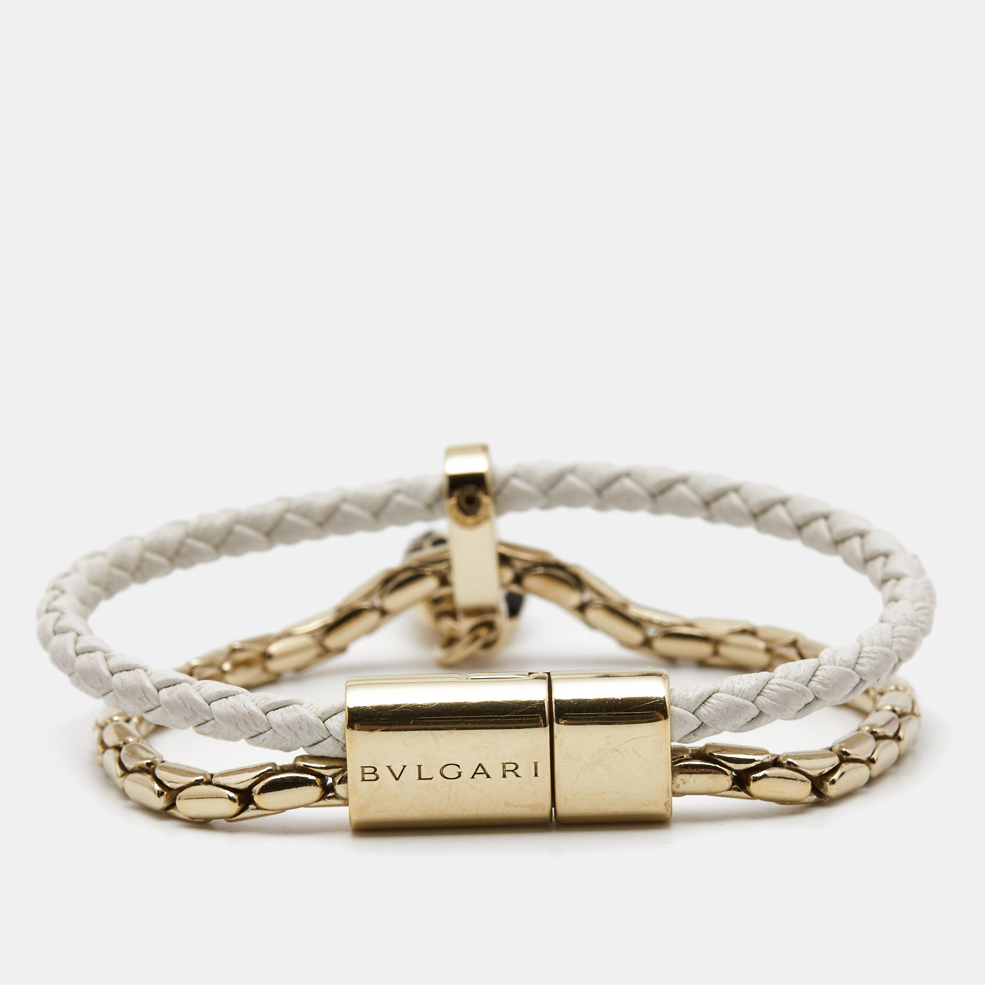 

Bvlgari Serpenti Forever Leather Enamel Gold Tone Bracelet