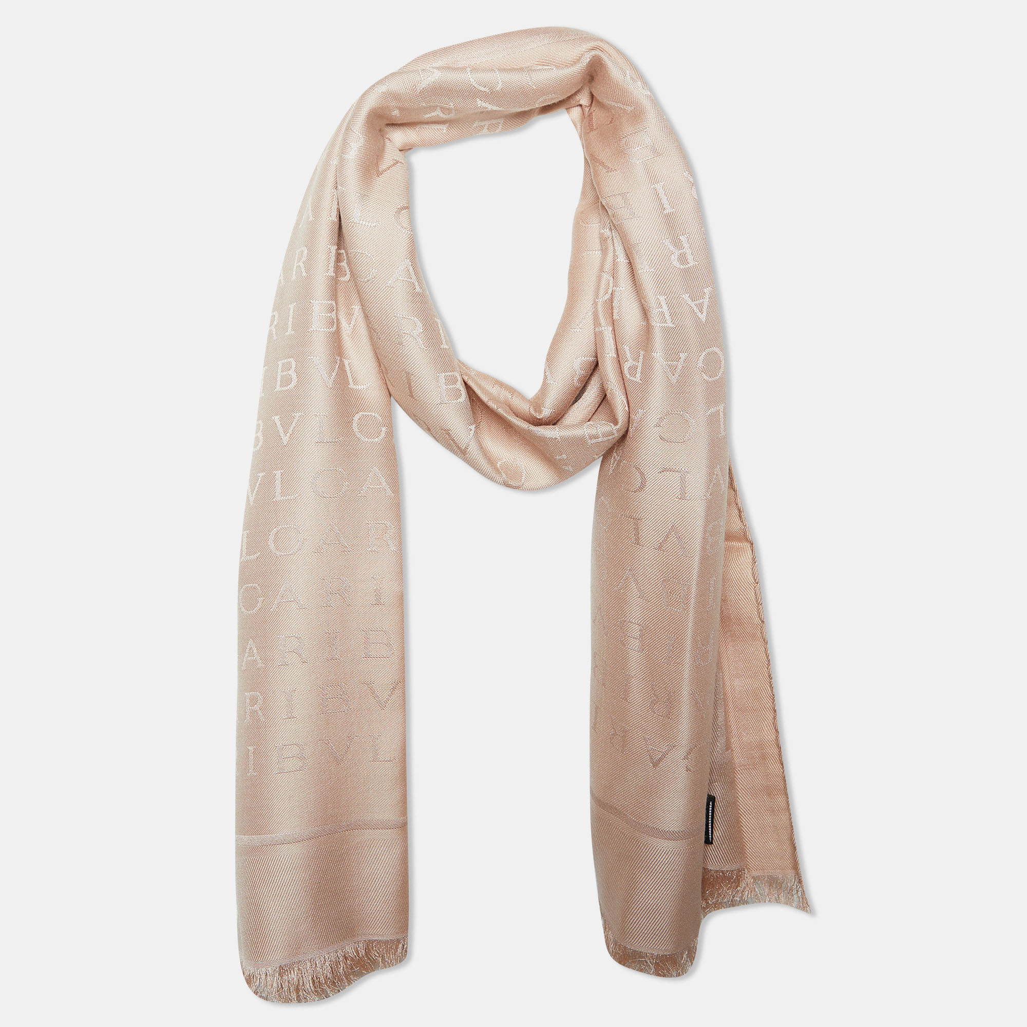 

Bvlgari Beige Logomania Silk & Wool Jacquard Shawl