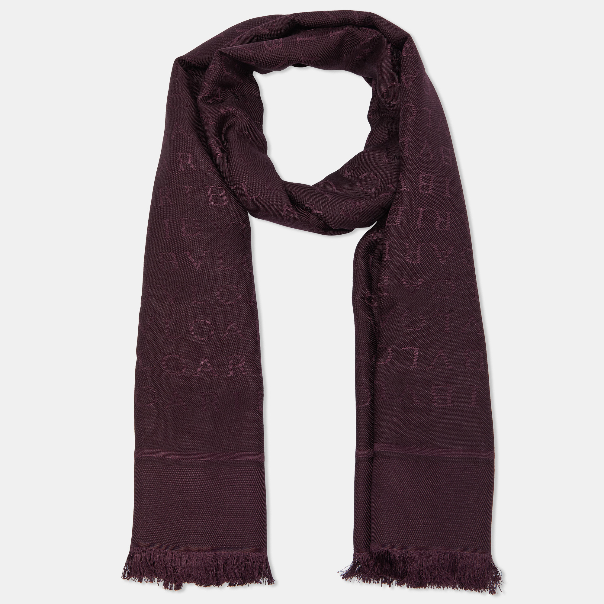 

Bvlgari Dark Purple Logomania Silk & Wool Shawl