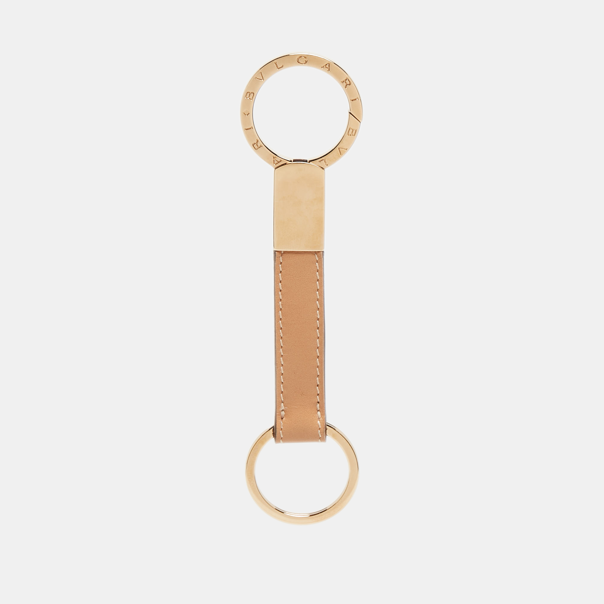 

Bvlgari Beige/Gold Leather Ring Keyholder