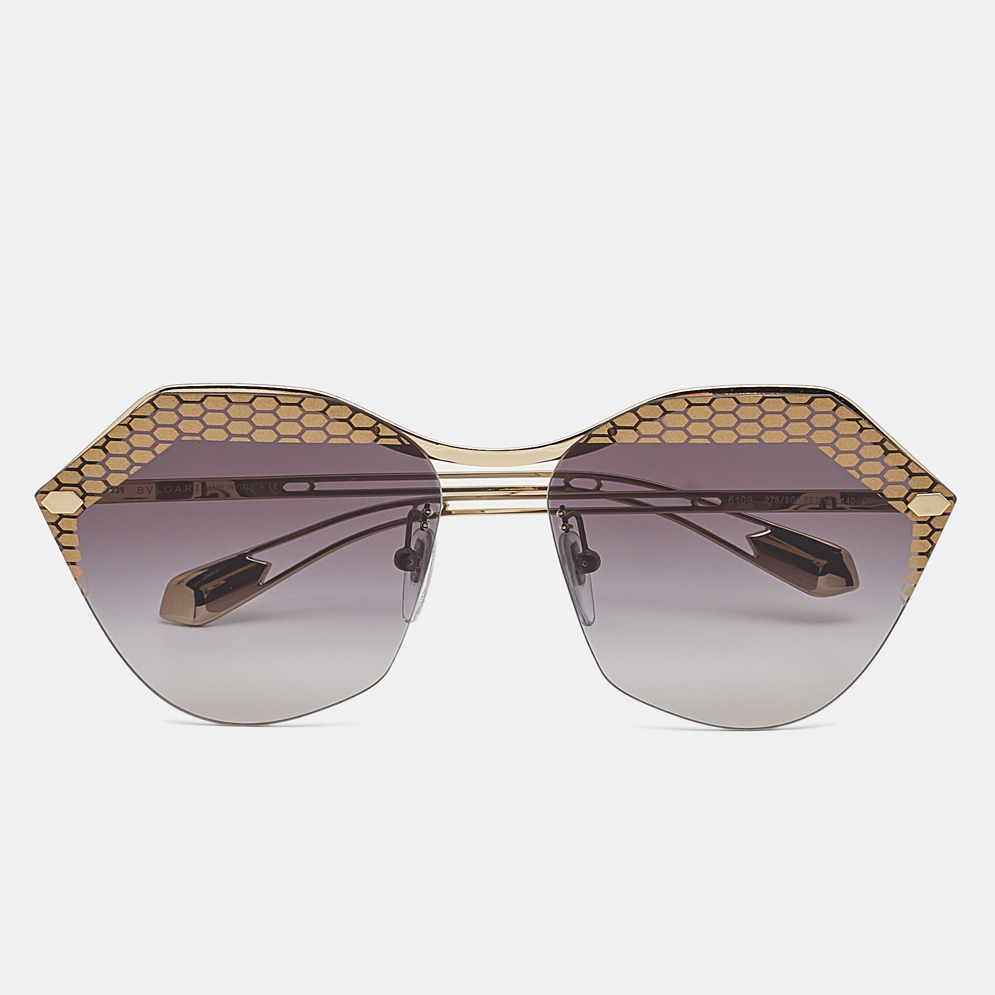 Pre-owned Bvlgari Gold/black Gradient Bv 6109 Rimless Sunglasses