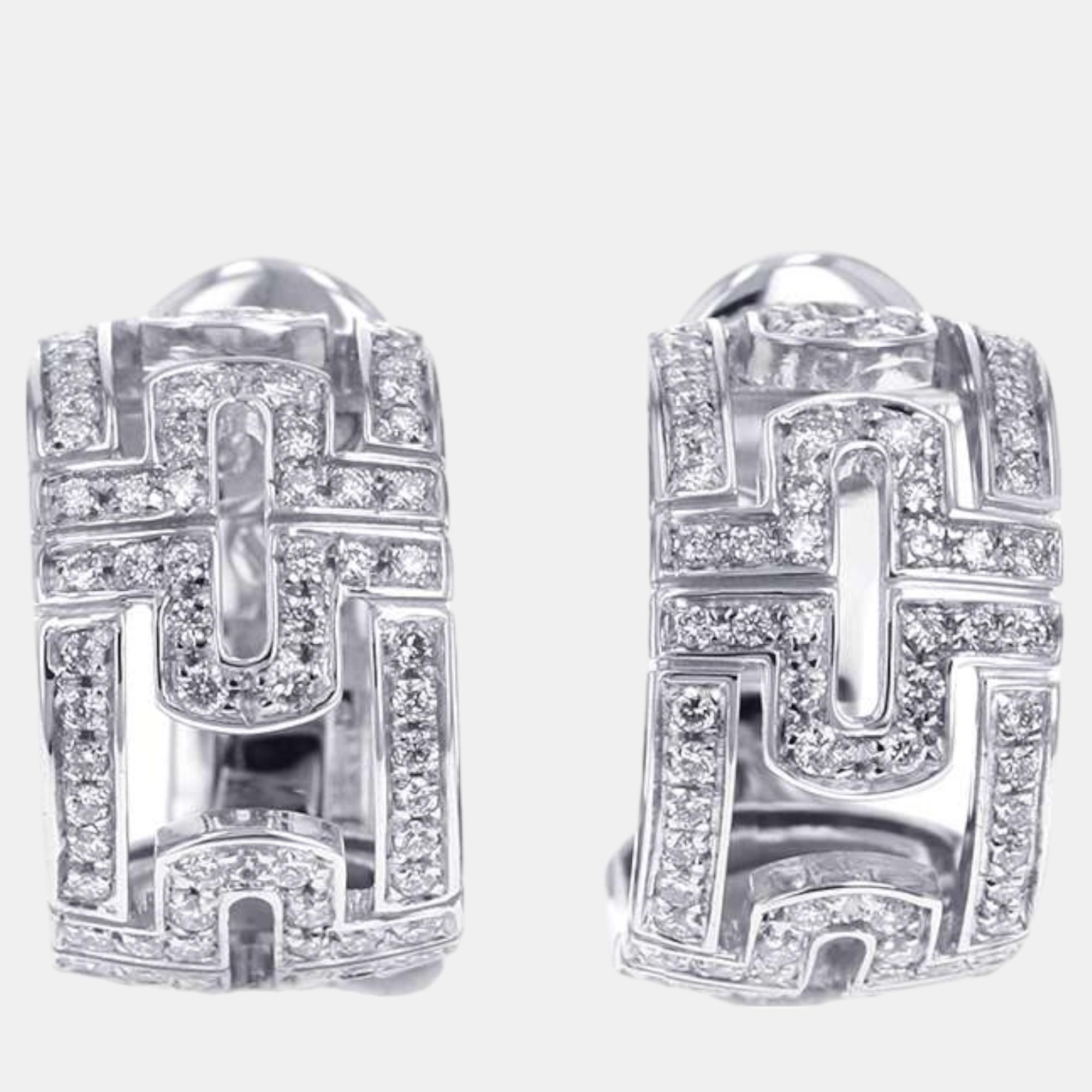 

Bvlgari 18K White Gold and Diamond Parentesi Hoop Earrings