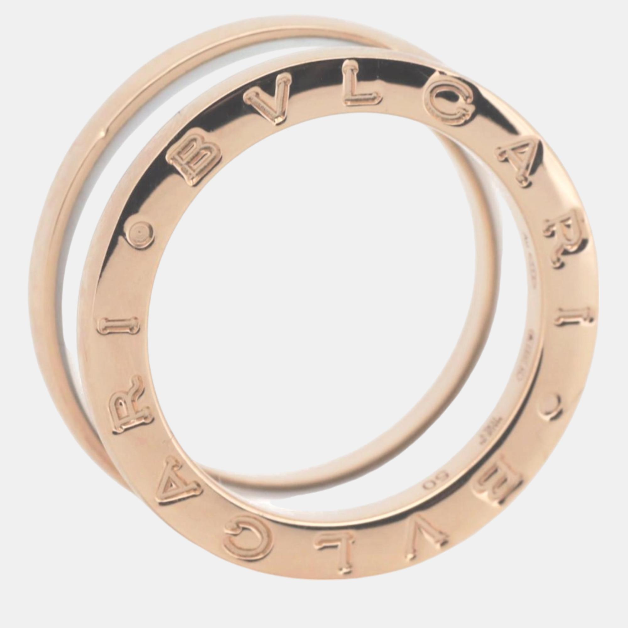 

Bvlgari 18K Rose Gold and Ceramic B.Zero1 Band Ring EU 50