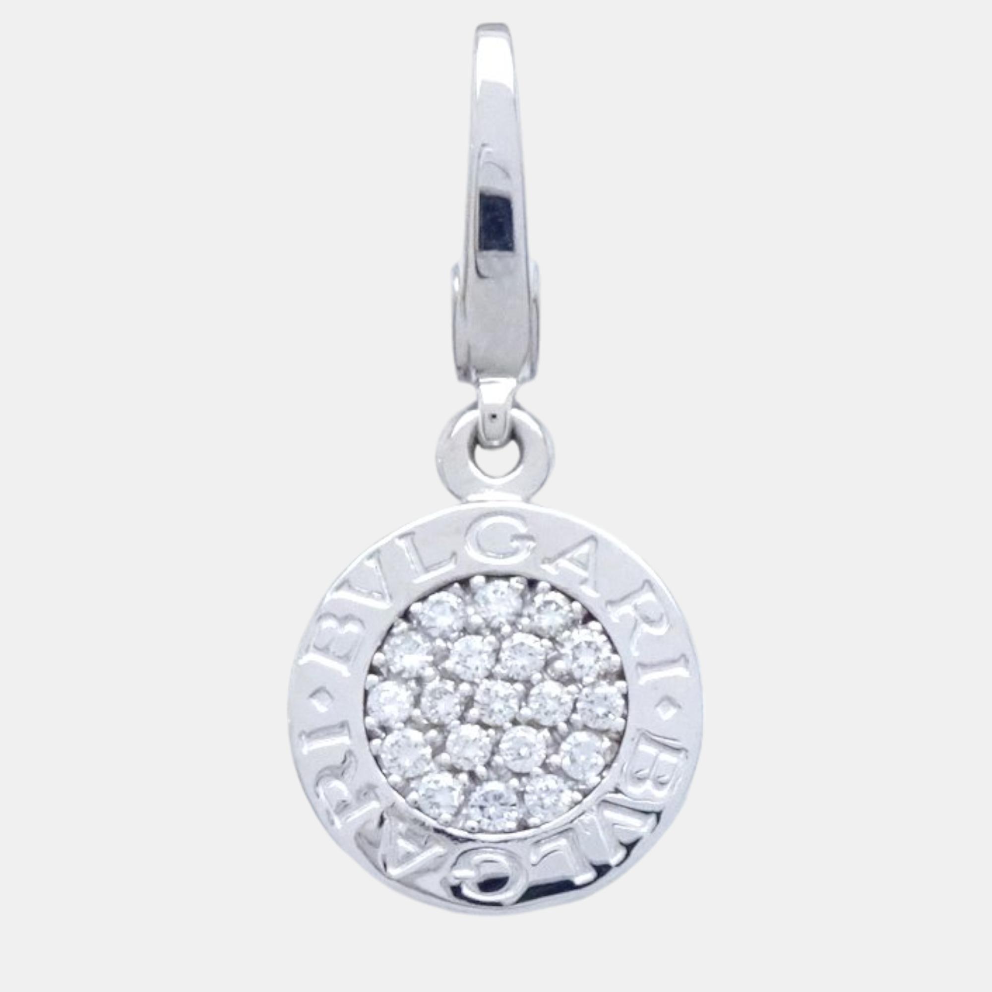 

Bulgari 18K White Gold Pave Diamond BVLGARI BVLGARI Charm Pendant