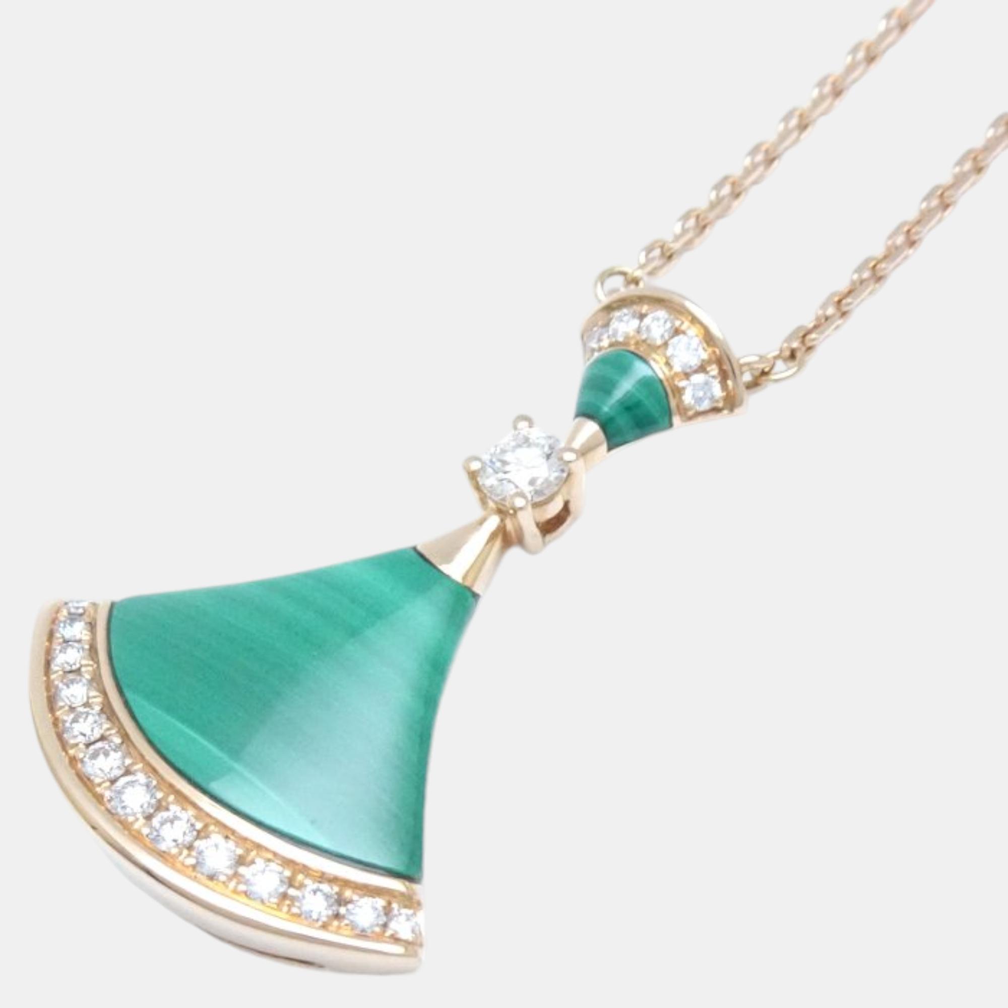 

Bvlgari 18K Rose Gold Malachite Diamond Divas Dream Necklace