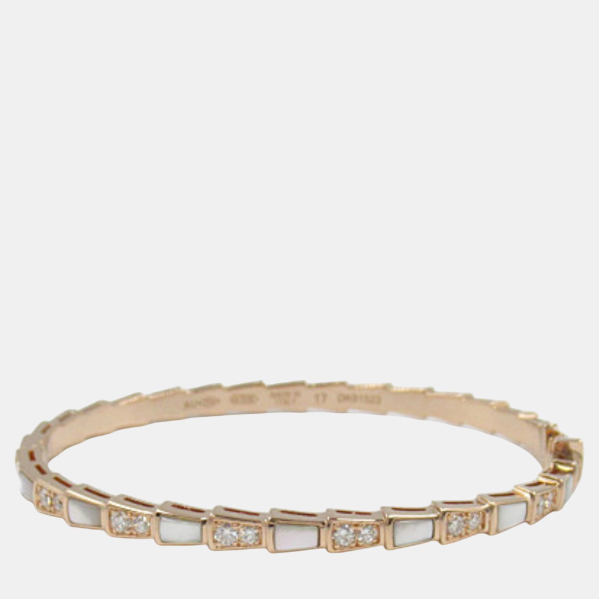 

Bvlgari 18k Pink Gold Serpenti Viper Diamond Mother of Pearl Bracelet